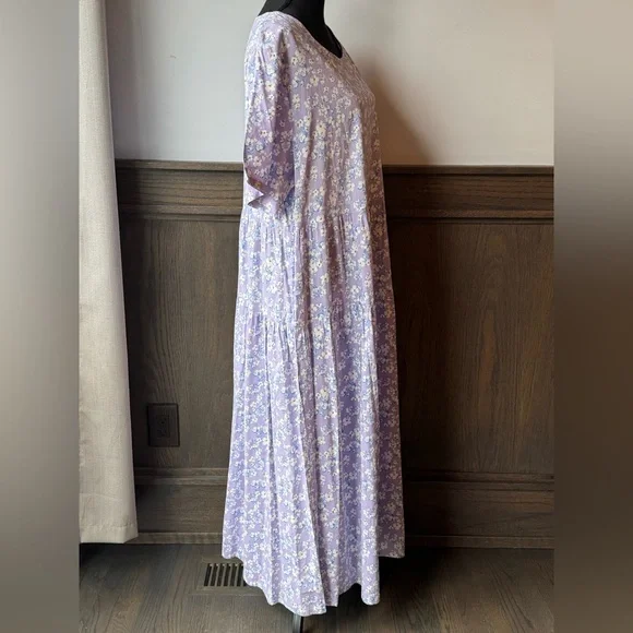 Yesno Lilac Floral Short-Sleeve Flowy Maxi Dress - Casual Women’s Dress 2X - Picture 5 of 8